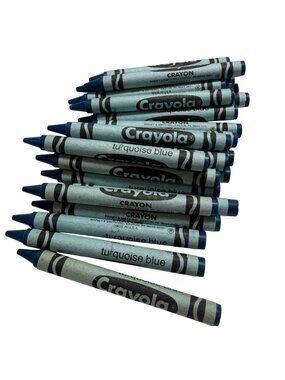 Vintage Hard to Find Crayola Turquoise Blue Crayons Bulk Lot Of 16 Pieces Art Su